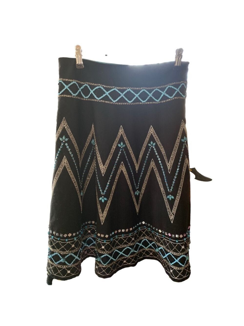 Women's Havenbleu Skirt, Lined, Black, Beaded, Size S